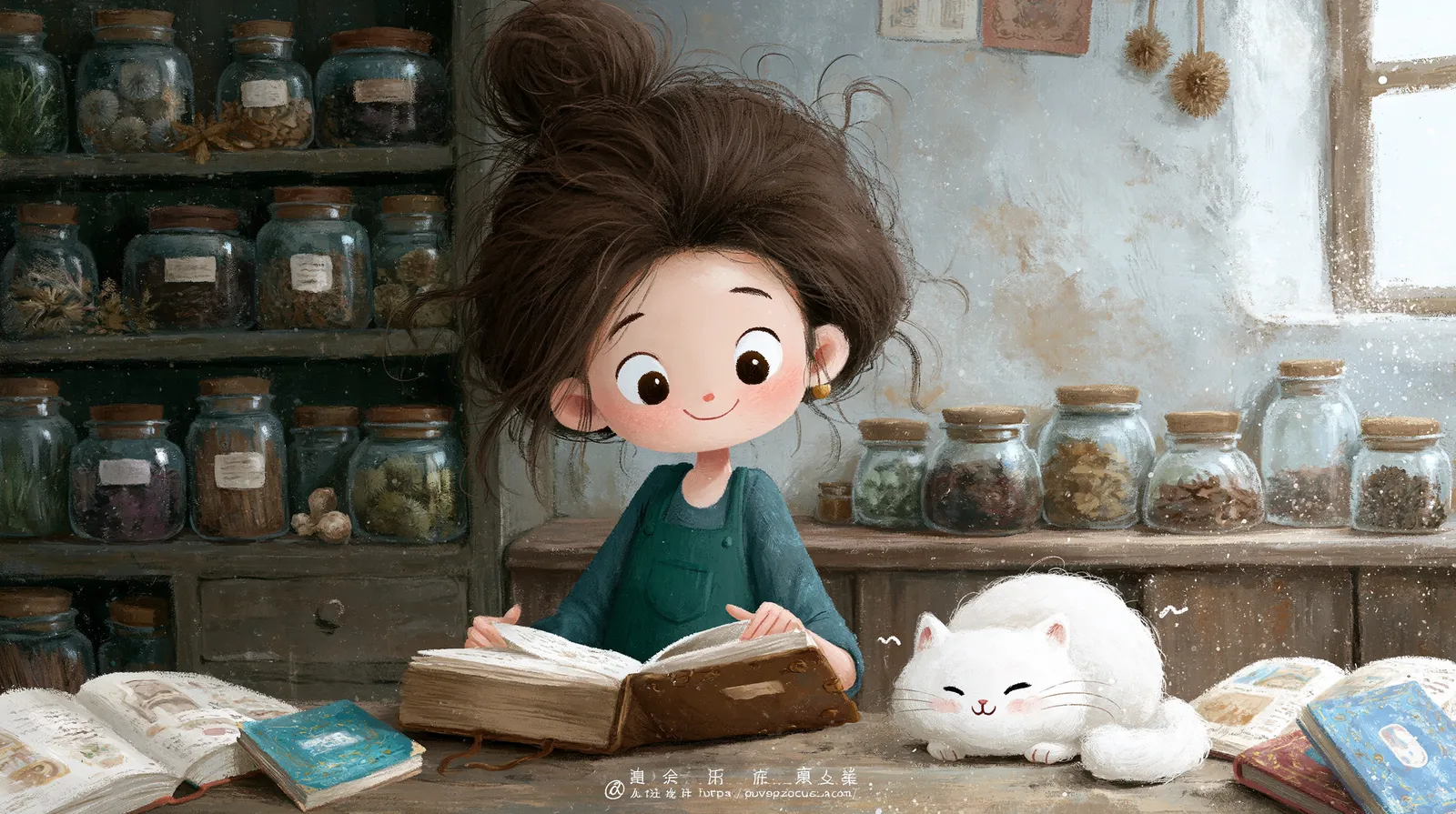tchitcha. An enchanting cozy illustration of a young woman wi 6eda5896 8c92 4eca abd5 87afec898f7b 3 pour complement