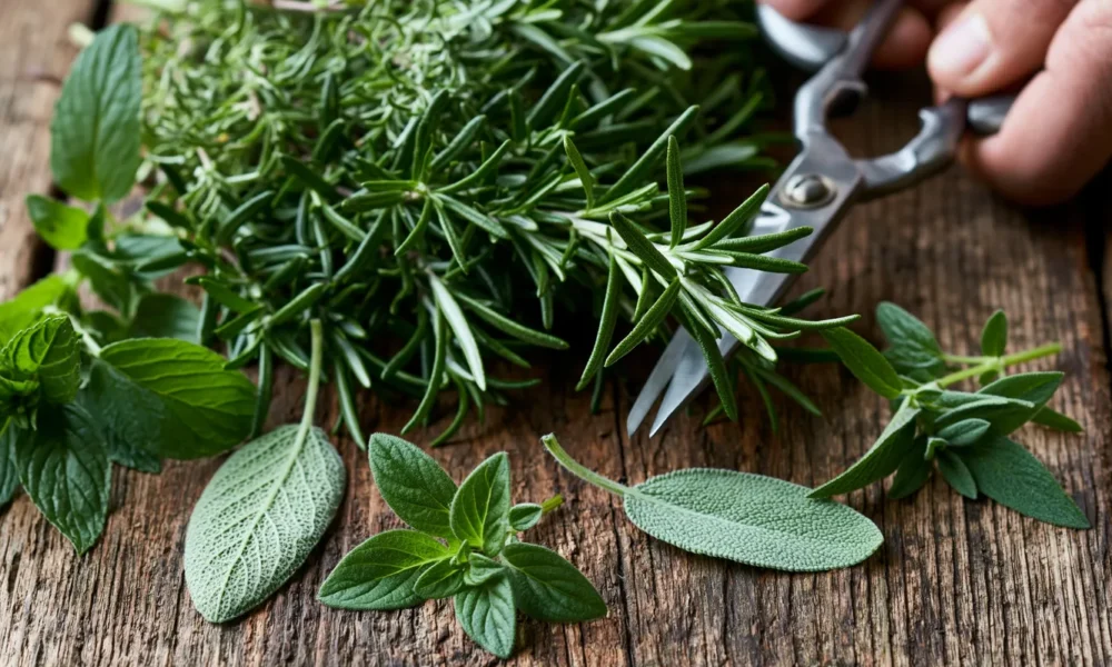 tchitcha. fresh garden herbs being cut with scissors scattere 0f50648d dcd2 4234 8bf5 647c938a002a 3 pour petit dejeuner