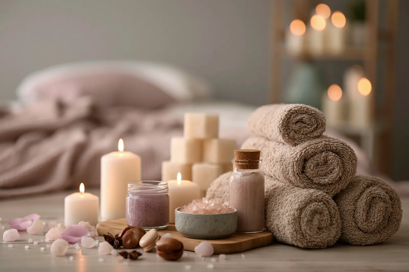 tchitcha. Beautiful spa composition on massage table in welln 2f839427 7e32 43dc 87c0 050140665230 3 pour plasma marin